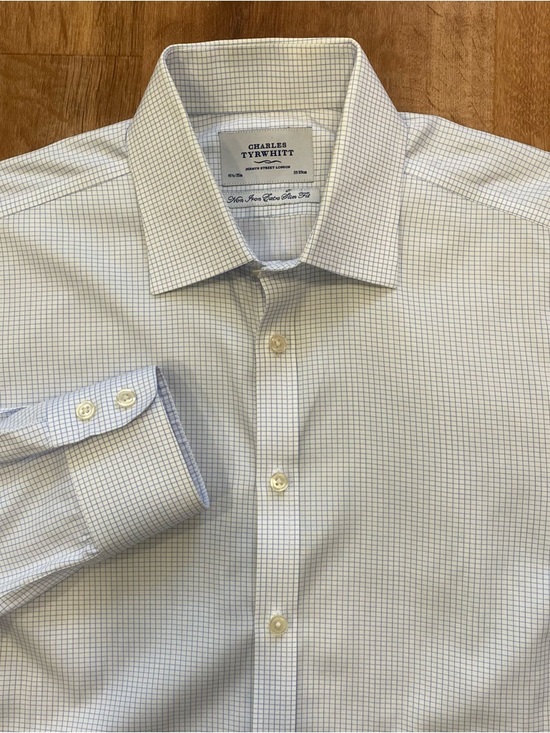 Charles Tyrwhitt Other - Charles Tyrwhitt Blue and White Micro-Check Dress Shirt Mens 15.5/35 Extra Slim